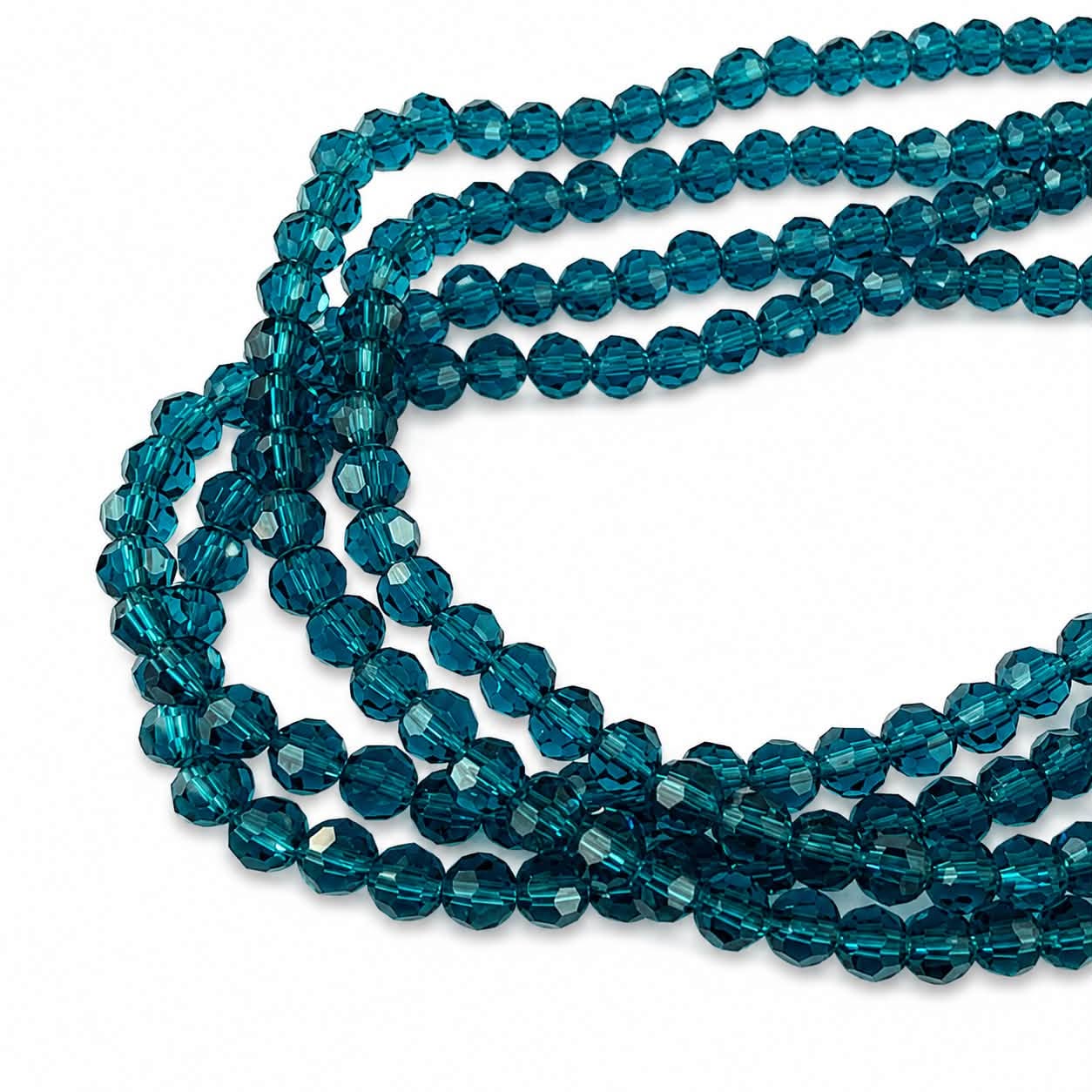 Strand of Steel Blue Glass Beads - Size 4mm