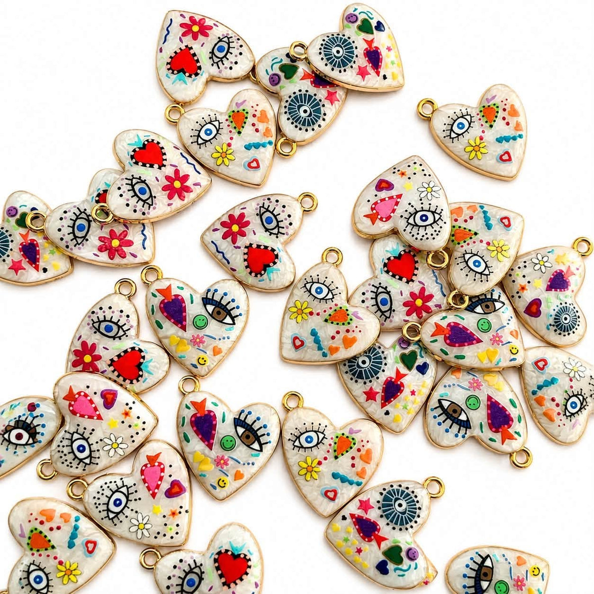 Heart Enamel Pendant - Size 24mm