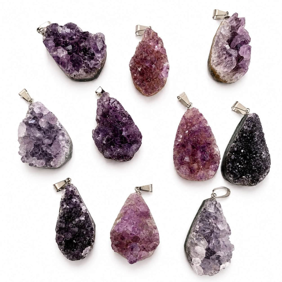 Amethyst Cluster Gemstone Gold Plated - Size 30mm