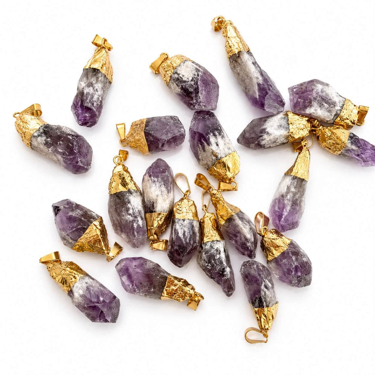 Purple Quartz Gemstone Gold Plated - Sizes Between 30 & 45mm