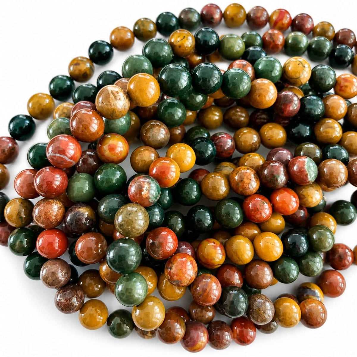 Strand of Green Ocean Agate Gemstone Beads - Size 8mm