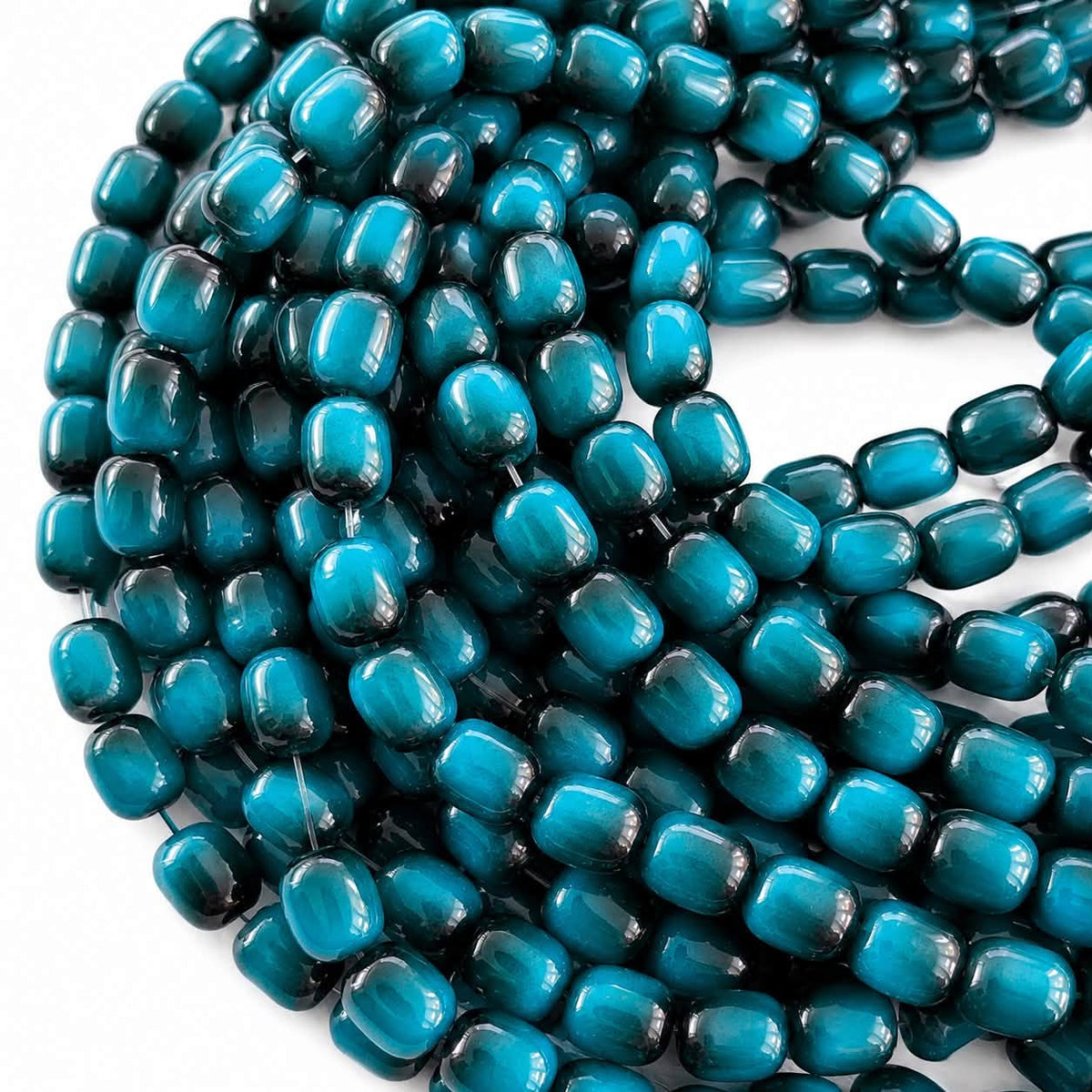 Strand of Tiger Eye Glass Barrel Beads - Size 9x8mm
