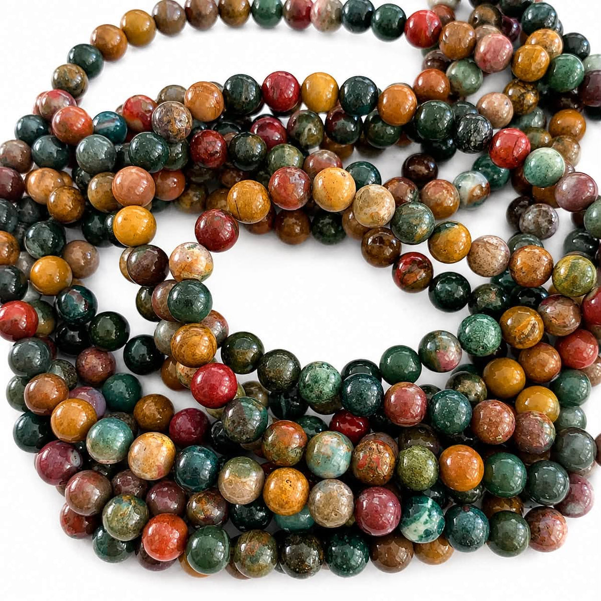 Strand of Green Ocean Agate Gemstone Beads - Size 6mm