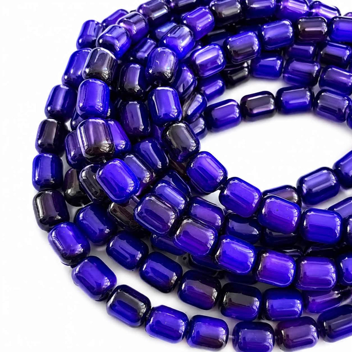 Strand of Tiger Eye Glass Barrel Beads - Size 9x8mm