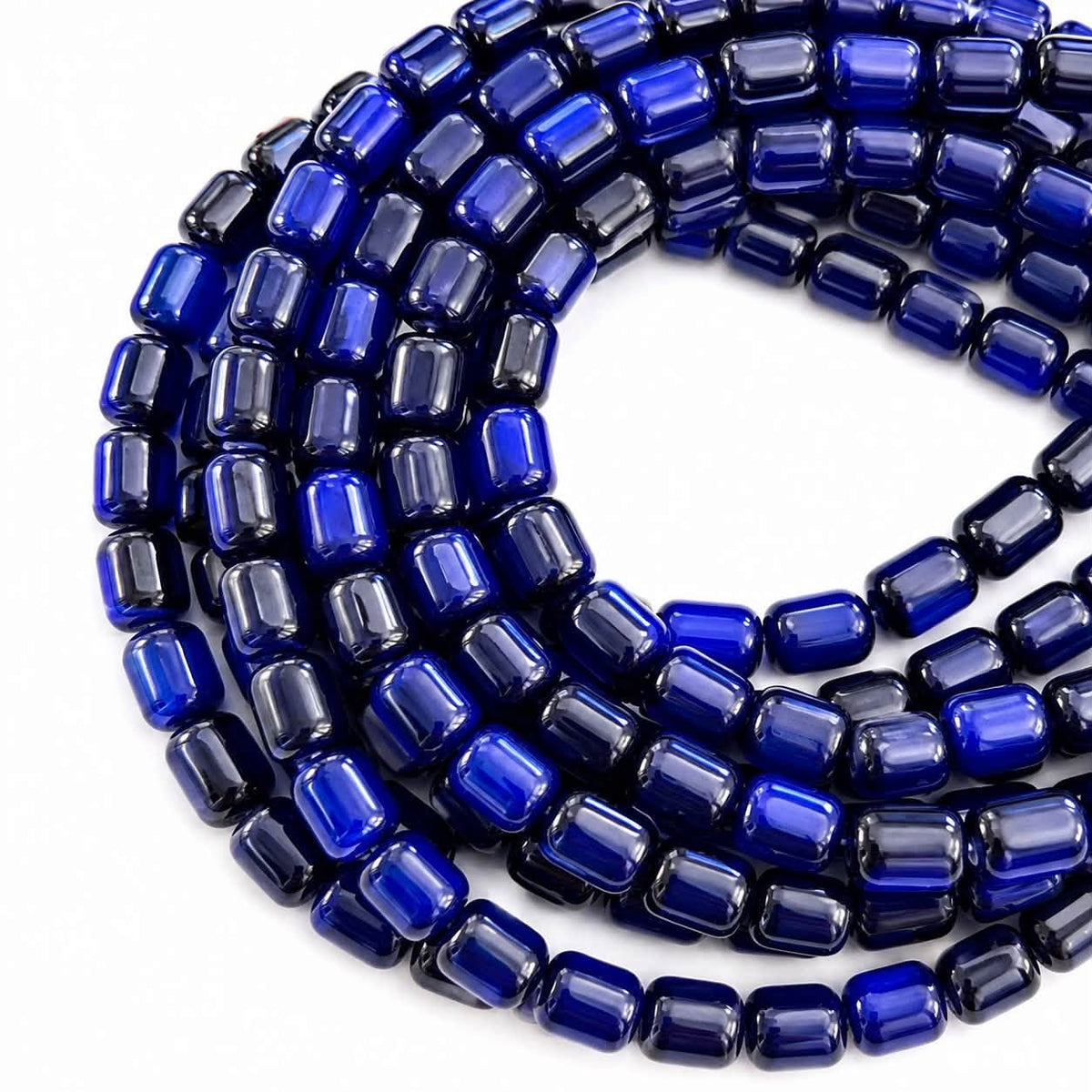 Strand of Tiger Eye Glass Barrel Beads - Size 9x8mm