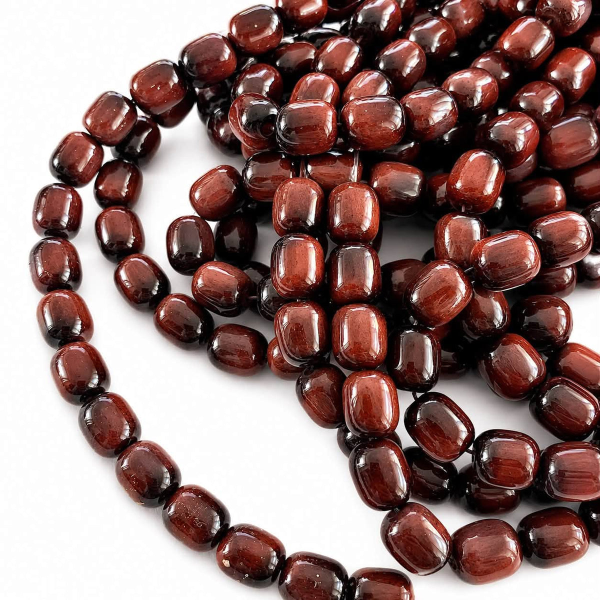 Strand of Tiger Eye Glass Barrel Beads - Size 9x8mm