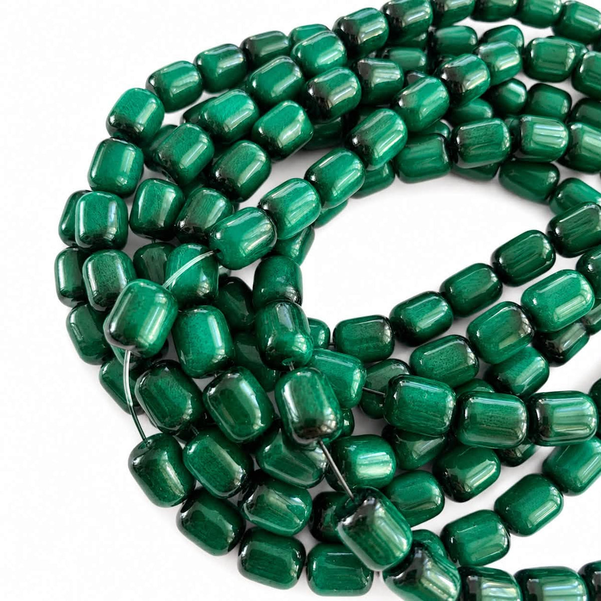 Strand of Tiger Eye Glass Barrel Beads - Size 9x8mm