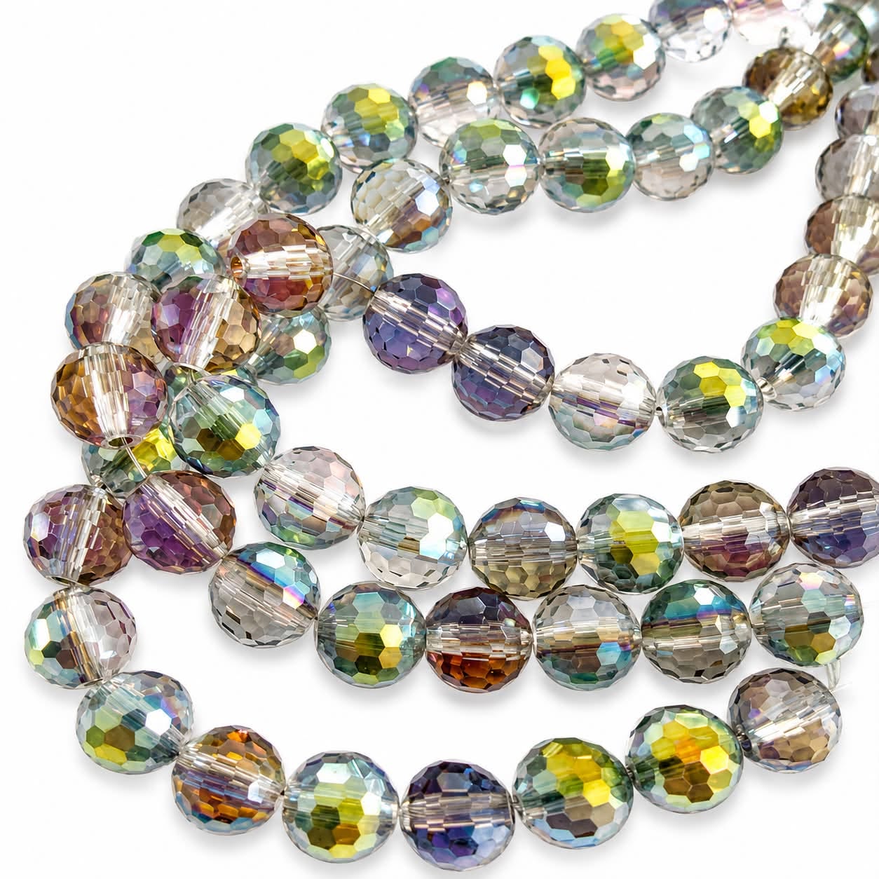Strand of Faceted AB Glass Beads - 8mm