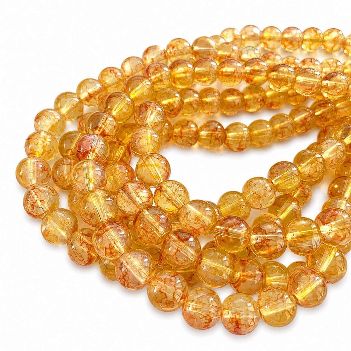 Strand of Watercolour Glass Beads - Size 8mm