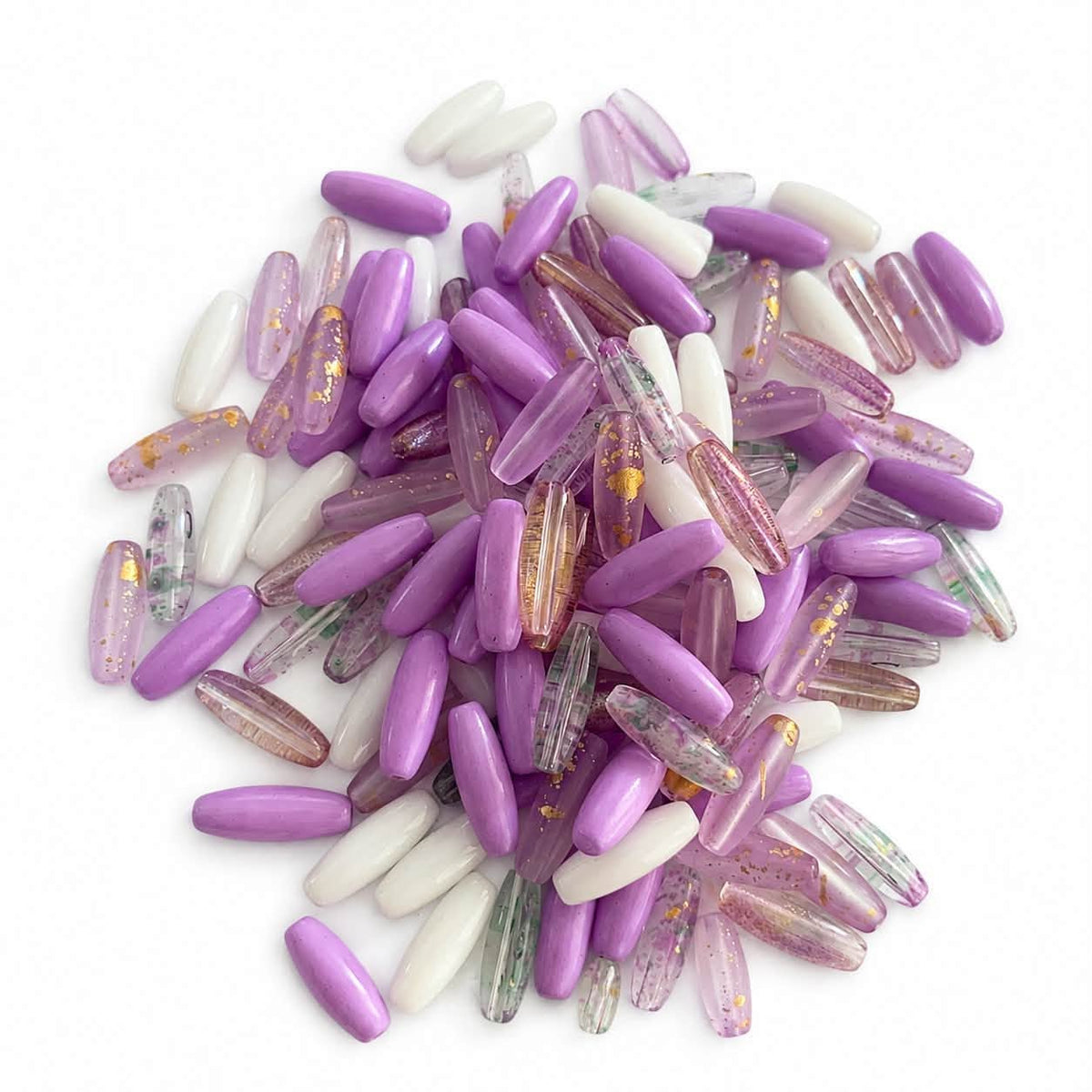 Rice Oblong Shaped Glass Beads - Size 12mm