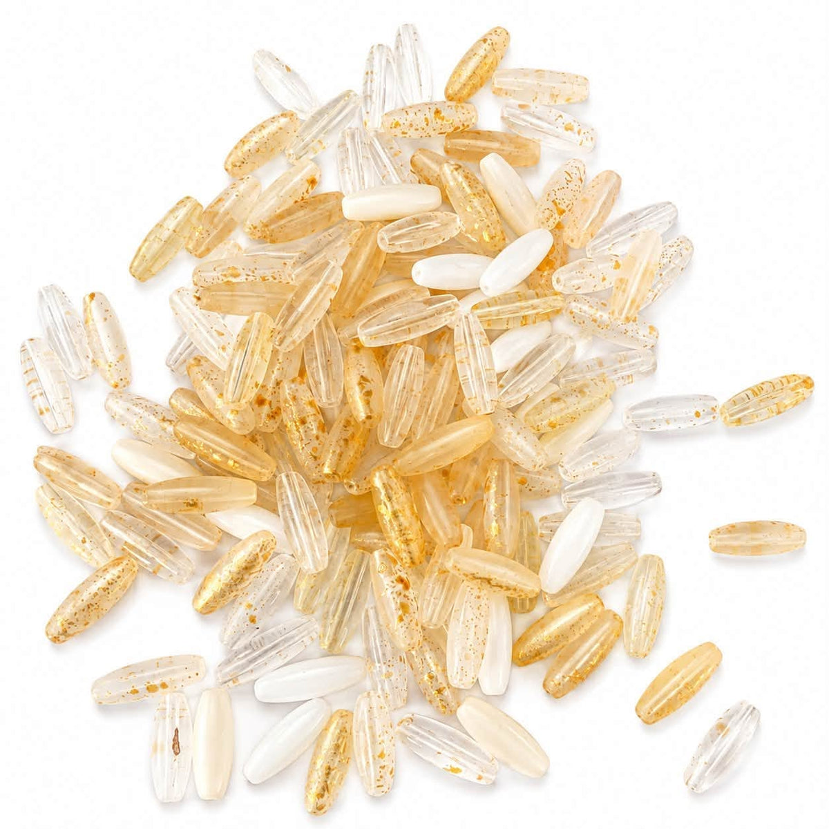 Rice Oblong Shaped Glass Beads - Size 12mm