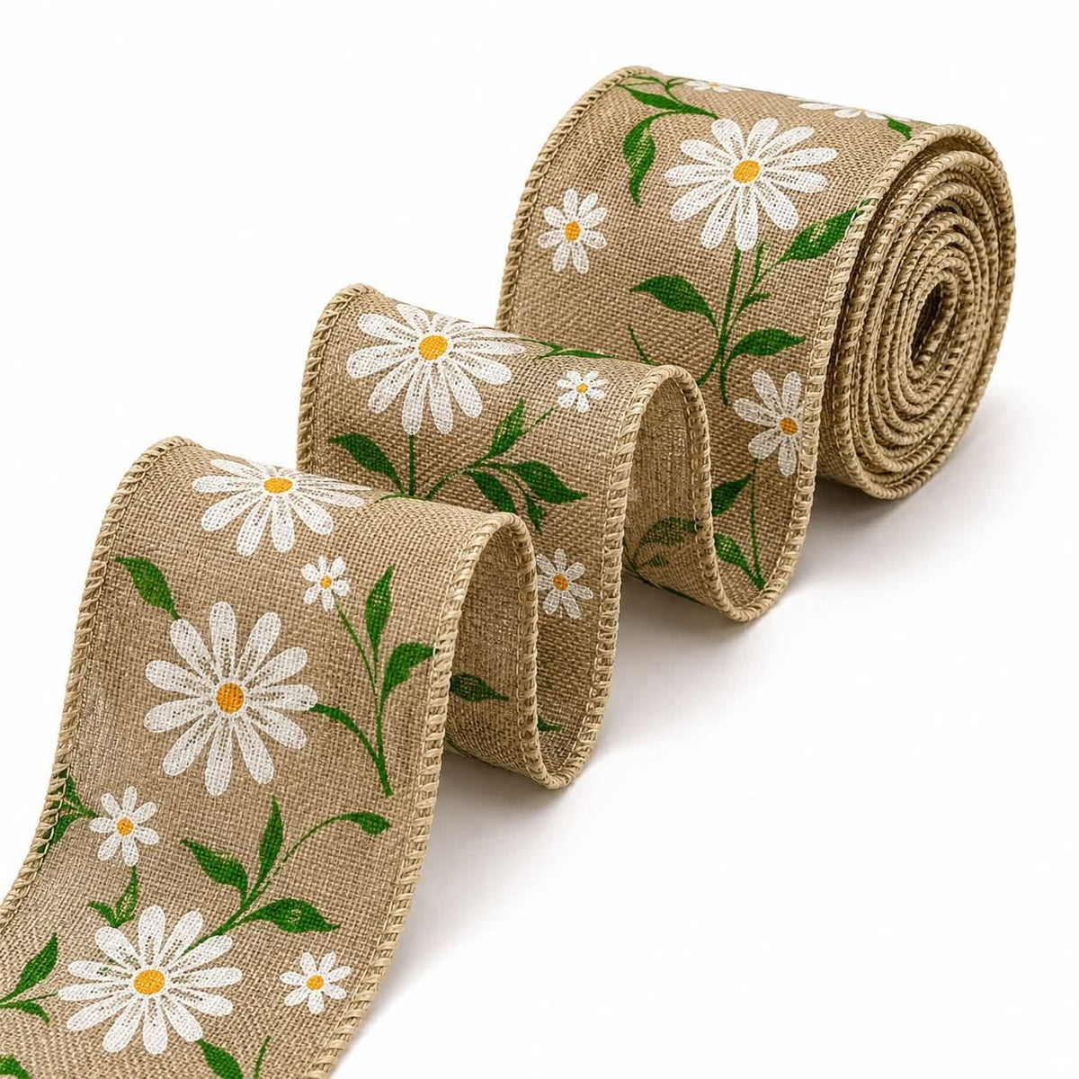 Daisy Floral Wired Ribbon - 5 yards