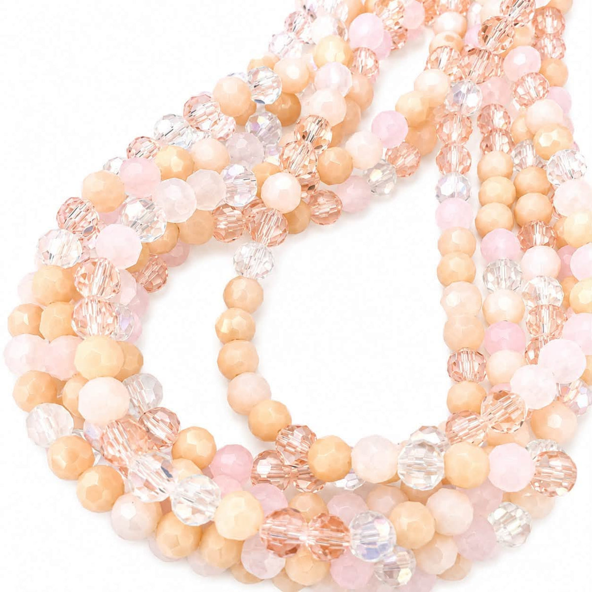 Strand of Electroplate Faceted Mixed Glass Beads - Size 6x5mm