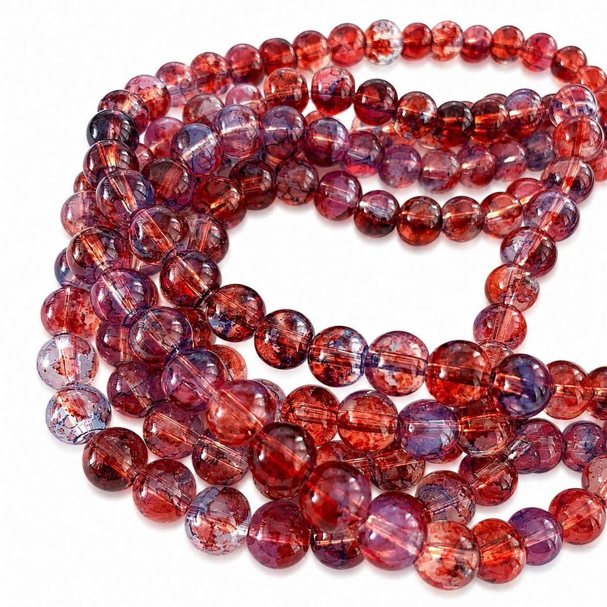 Strand of Watercolour Glass Beads - Size 8mm