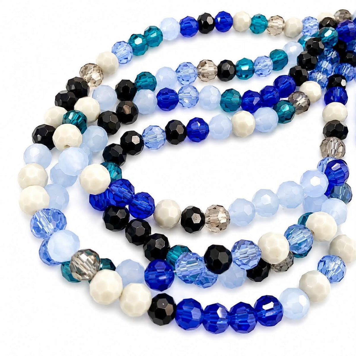Strand of Electroplate Faceted Mixed Glass Beads - 6x5mm