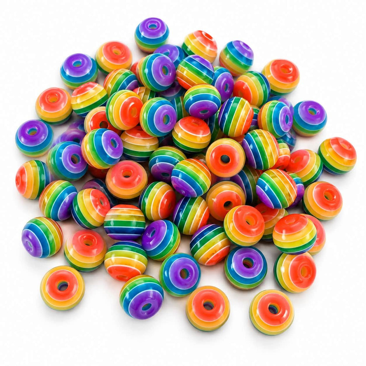 Rainbow Striped Beads - 20g Pack