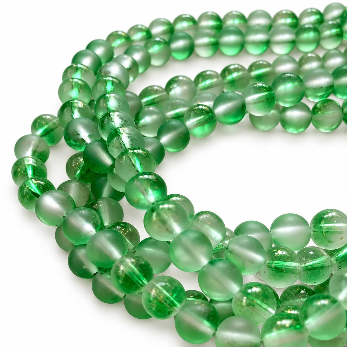 Strand of Two Tone Green Glass beads - Size 8mm Approx 52 Beads