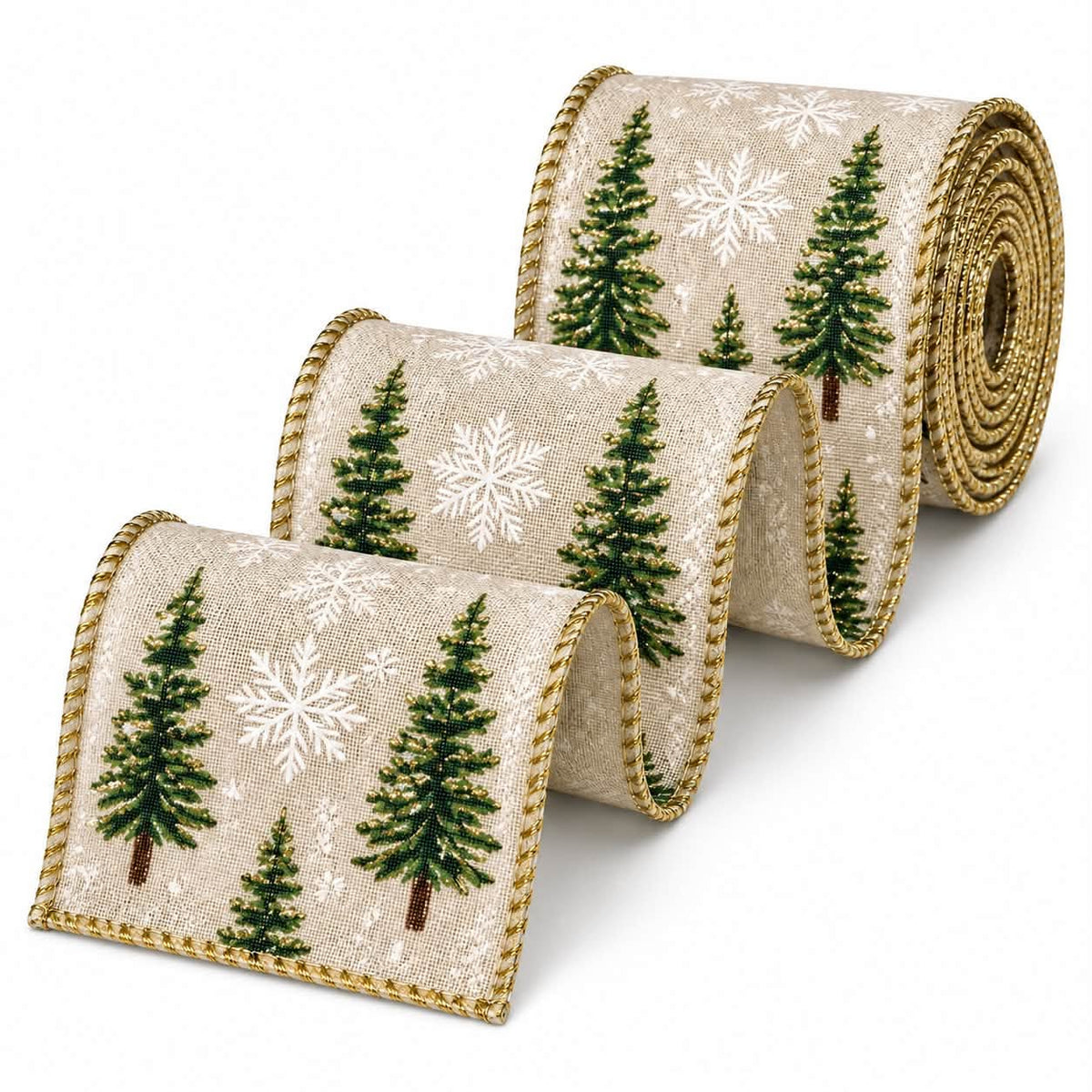 Christmas Tree Wired Ribbon - 5 yards