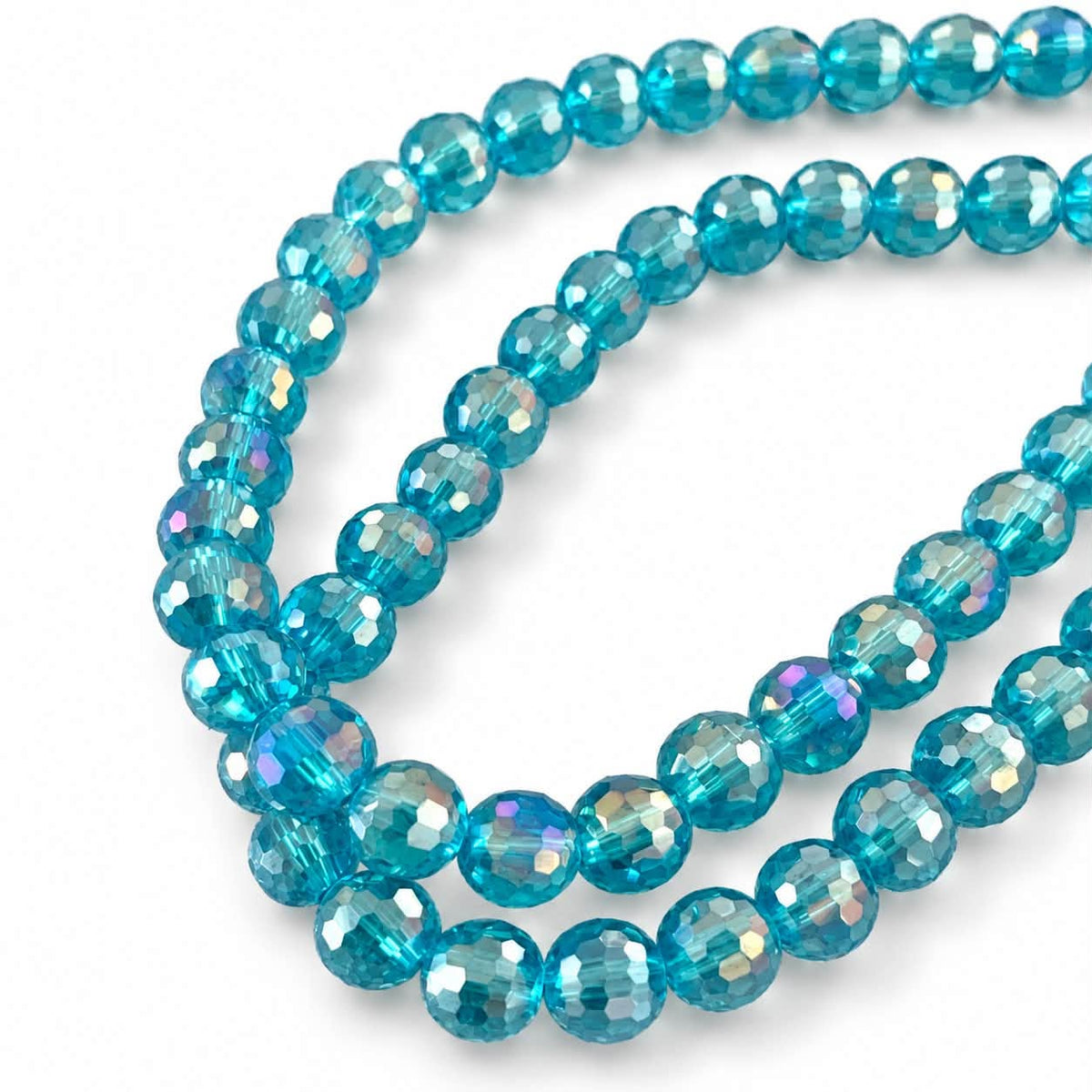 Strand of Glass Beads Disco Balls - Size 8mm