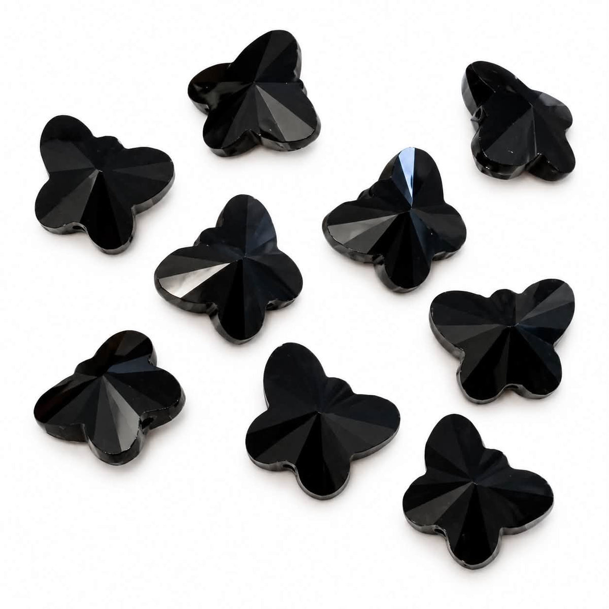 Black Butterfly Glass Beads - Size 15mm