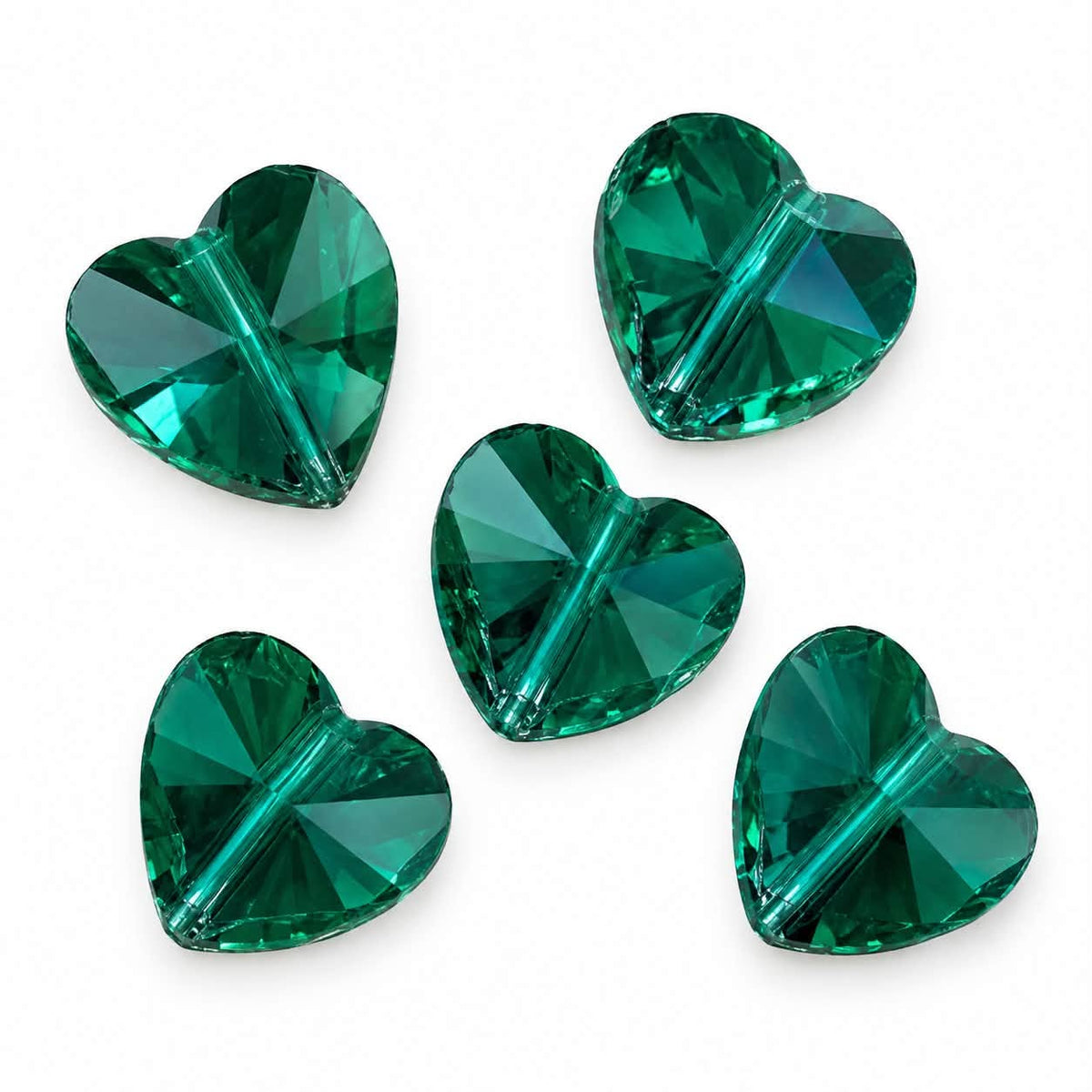 Teal Glass Heart Beads - Size 15mm