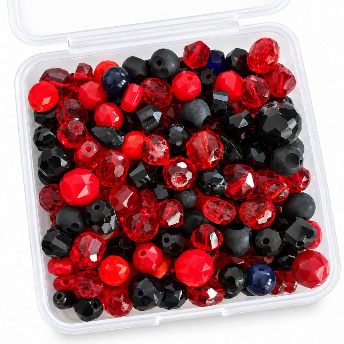 Box of Mixed Black & Red Glass Beads
