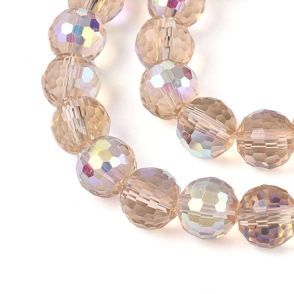 Strand of Faceted Wheat Glass Beads - 8mm