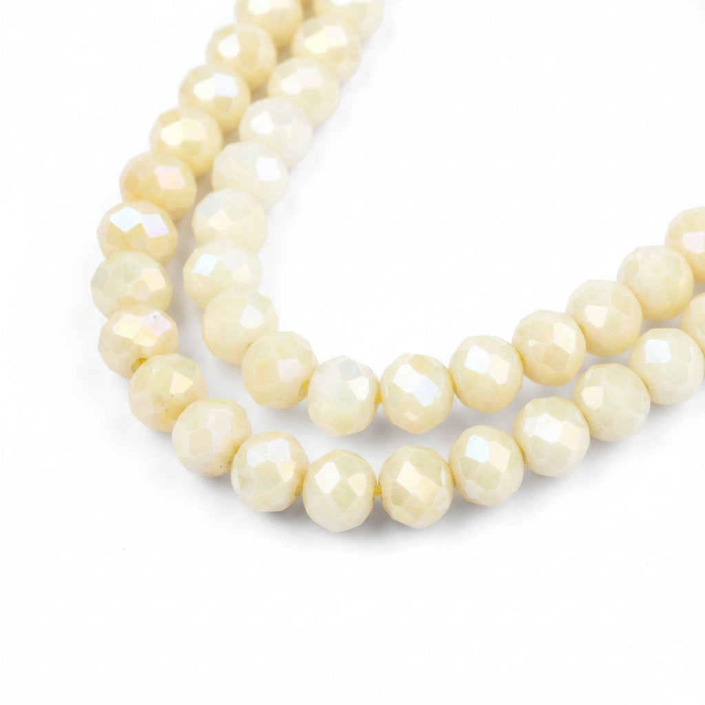 Strand of Glass Electroplate Lemon Chiffon AB Glass Beads - 4mm