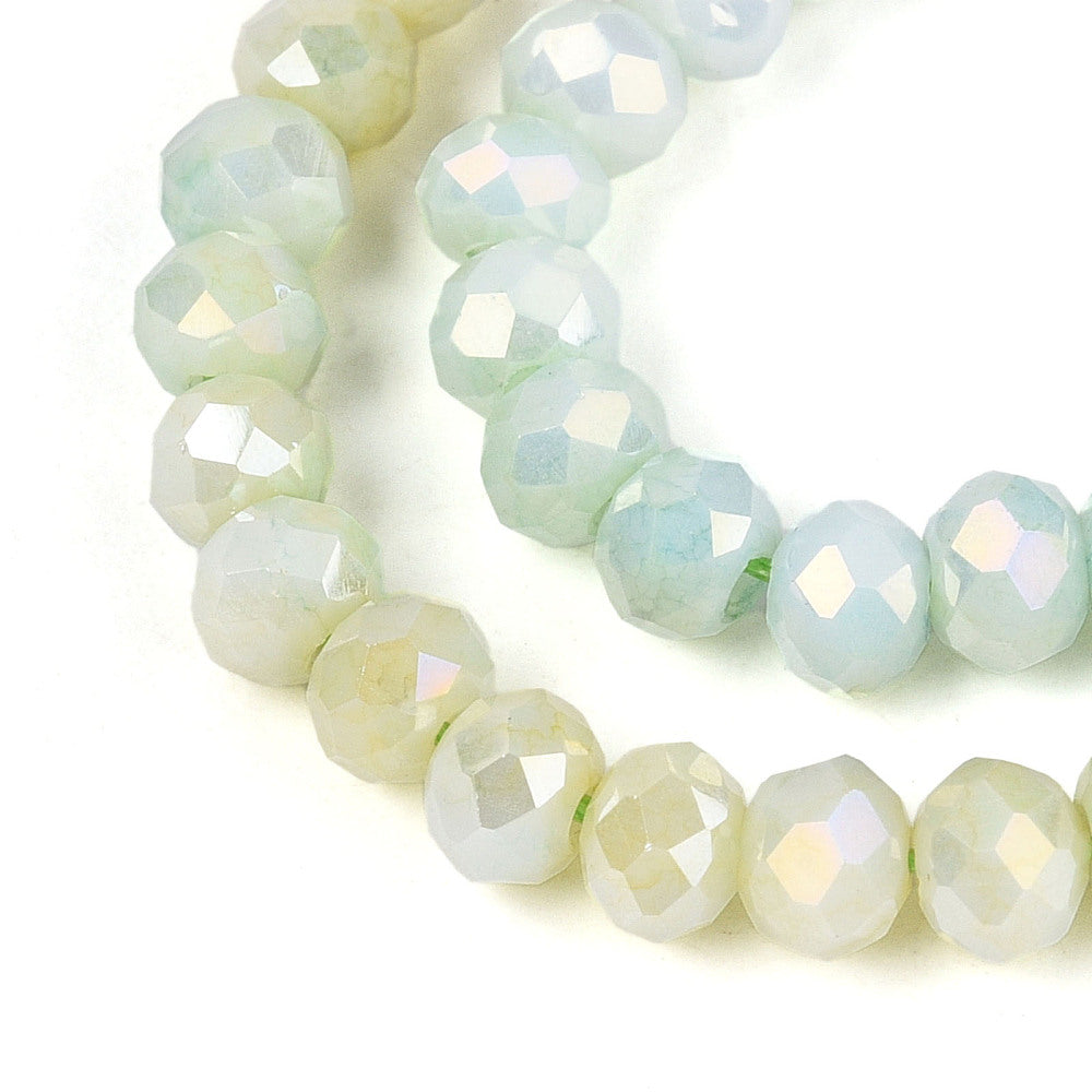 Strand of Glass Electroplate Light Cyan AB Glass Beads - 4mm