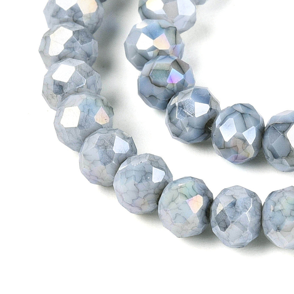 Strand of Glass Electroplate Light Grey AB Glass Beads - 4mm