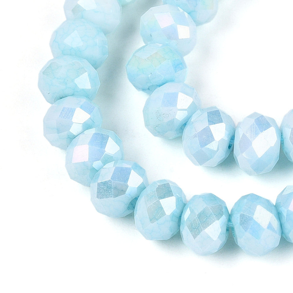 Strand of Glass Electroplate Light Sky Blue AB Glass Beads - 6x4mm