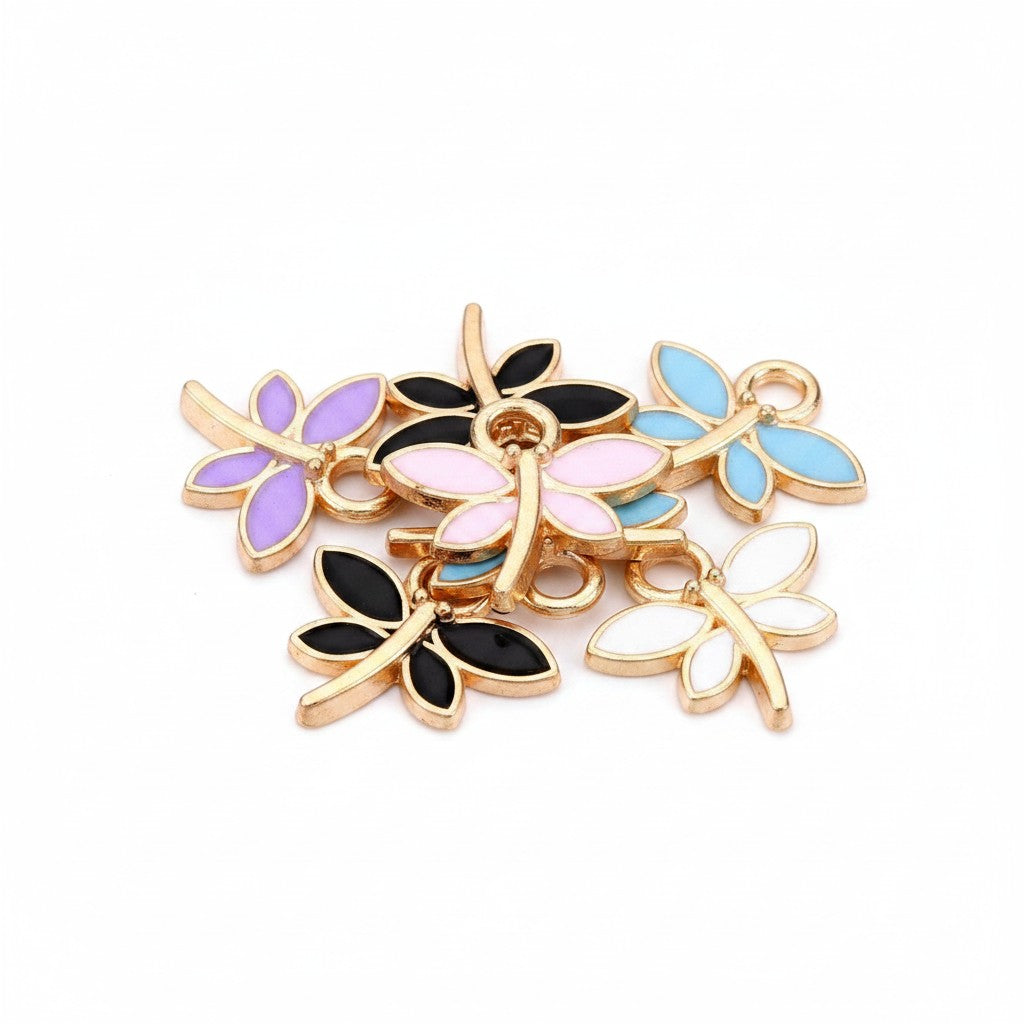 Dragonfly Mixed Enamel Charms - Pack of 10