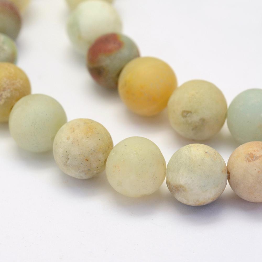 Strand of Flower Amazonite Gemstone Beads - 6mm