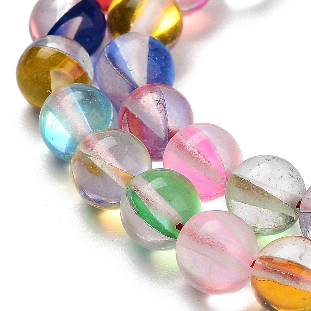 Strand Of Round Transparent Mixed Colour Glass Beads 6mm