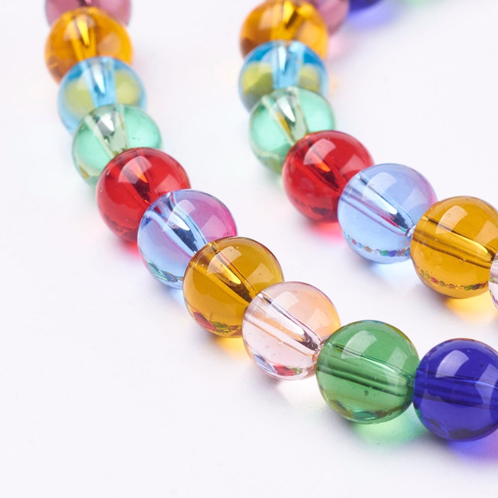 Strand Of Round Mixed Colour Glass Beads 6mm