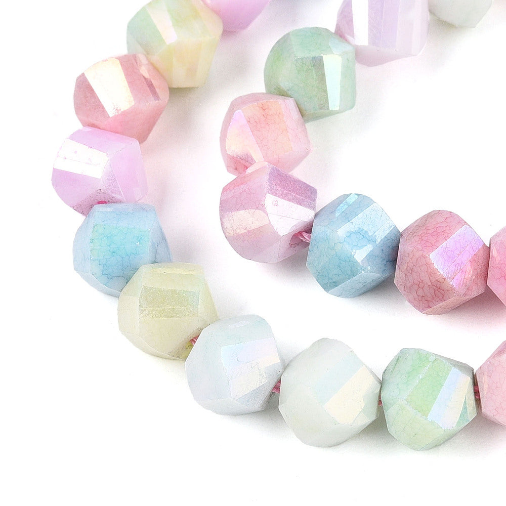 Strand of AB Pastel Twist Glass Beads - 8mm