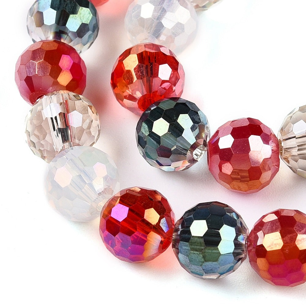 Strand of Faceted Crimson Glass Beads - 8mm