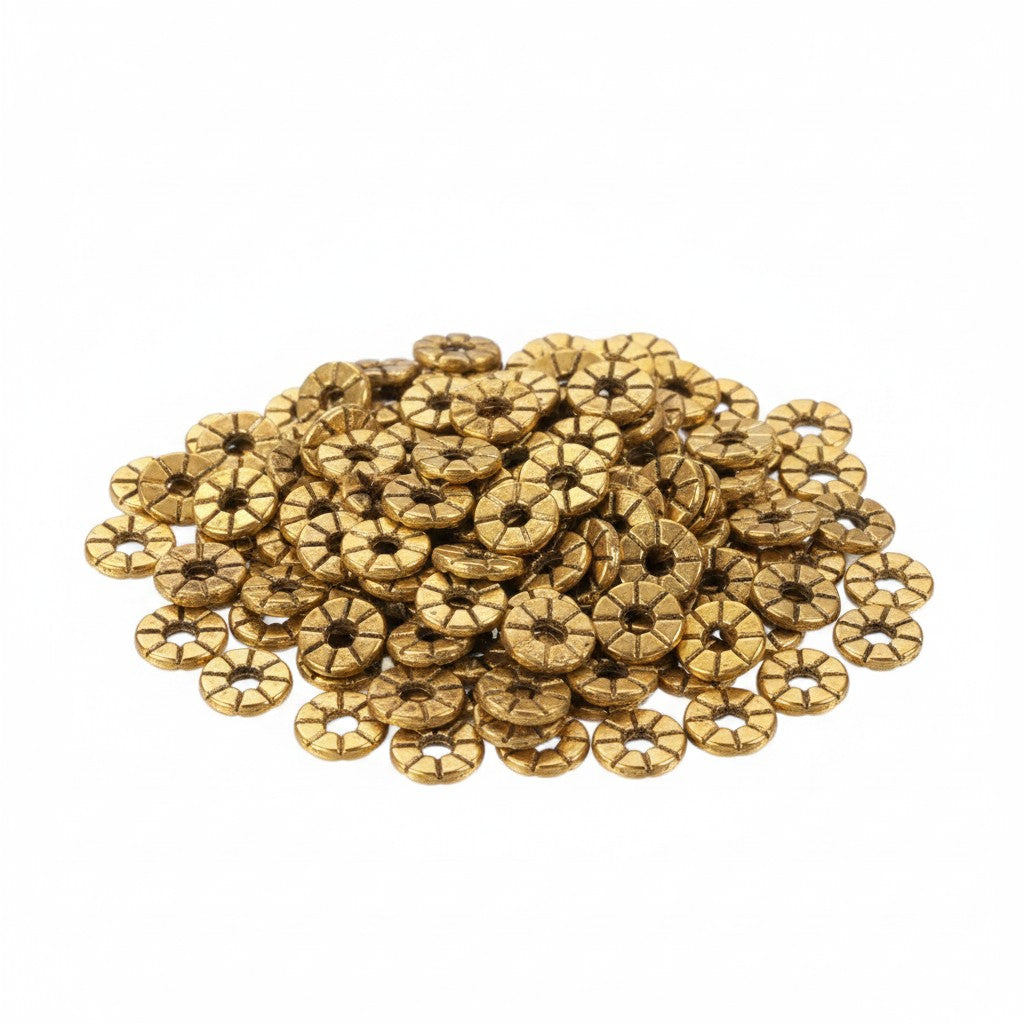 Plum Blossom Antique Golden Spacer Beads - Pack of 20