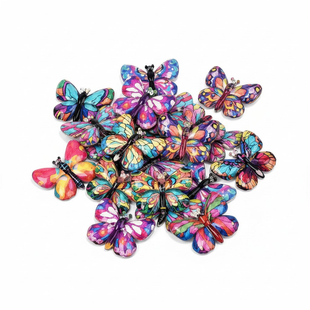 Butterfly Acrylic Mixed Colour Pendants - 10 Pack