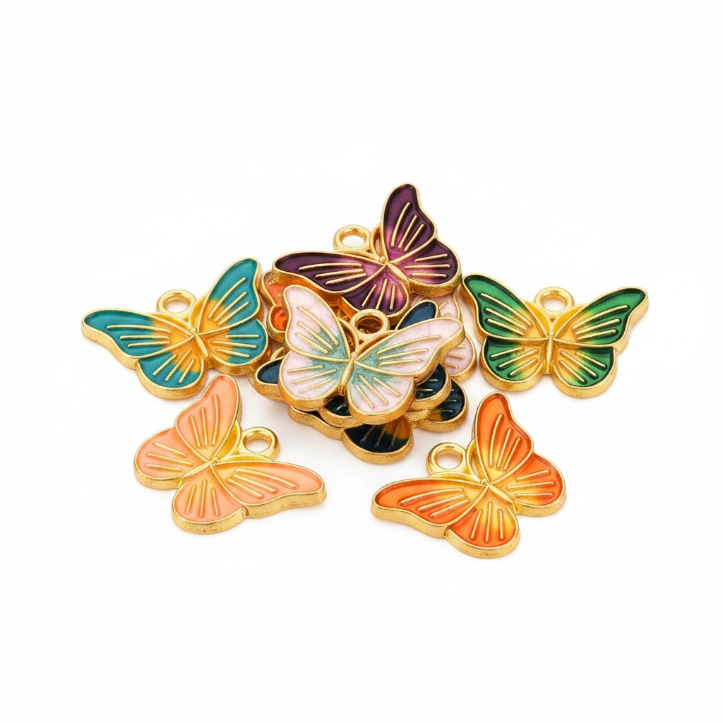 Butterfly Enamel Mixed Charms - Pack of 8