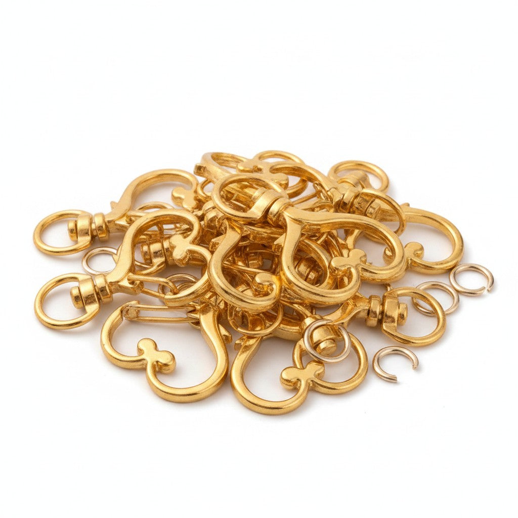 Heart Swivel Golden Keyring - 34mm