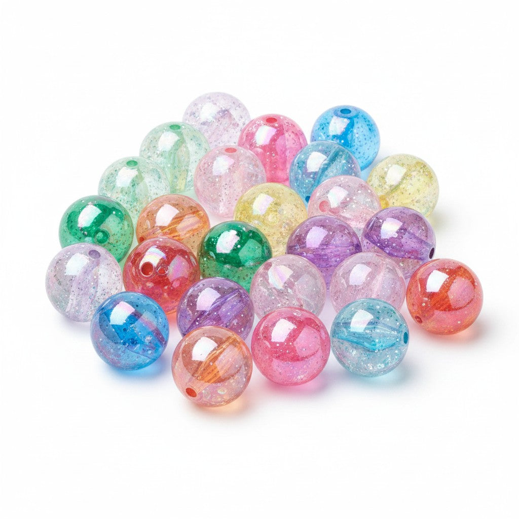 Acrylic Beads with Glitter - 20mm