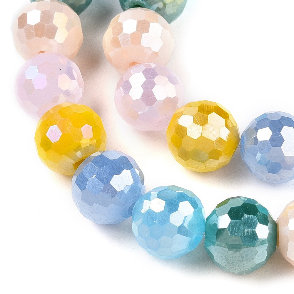 Strand of Faceted Mixed Colour Glass Beads - 8mm