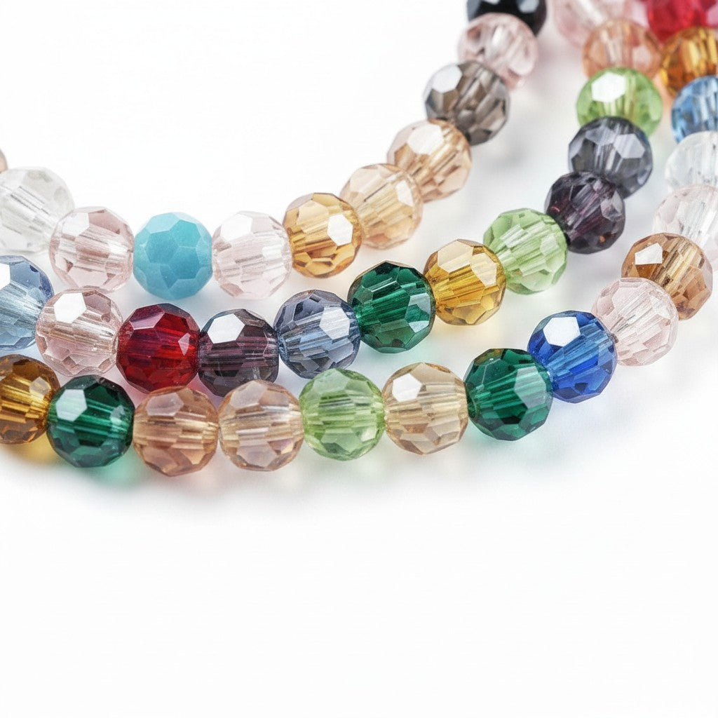 Strand of Electroplate Mixed Colour Glass Beads - 4mm