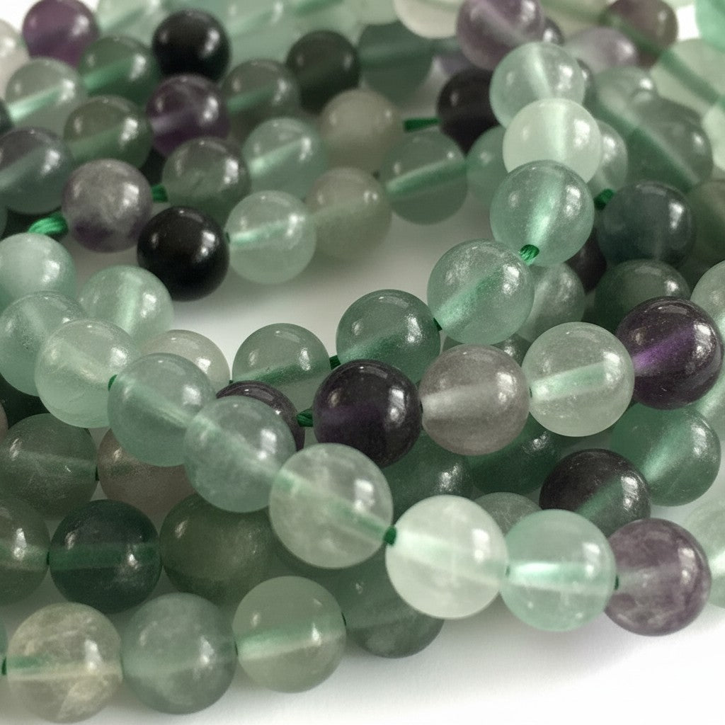 Strand of Fluorite Gemstone Beads - Size 8mm