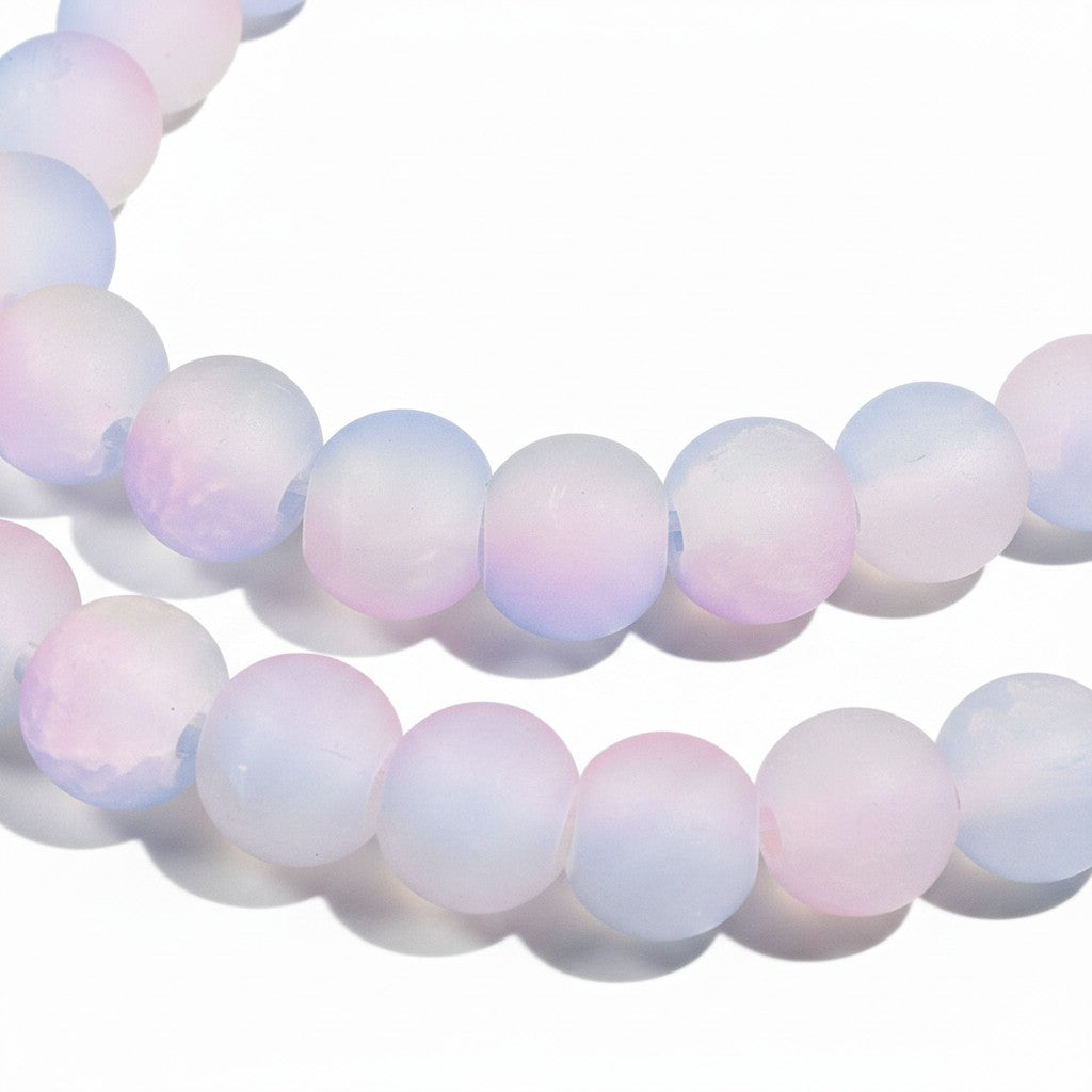 Strand of Glass Crackle Plum Beads - 6mm