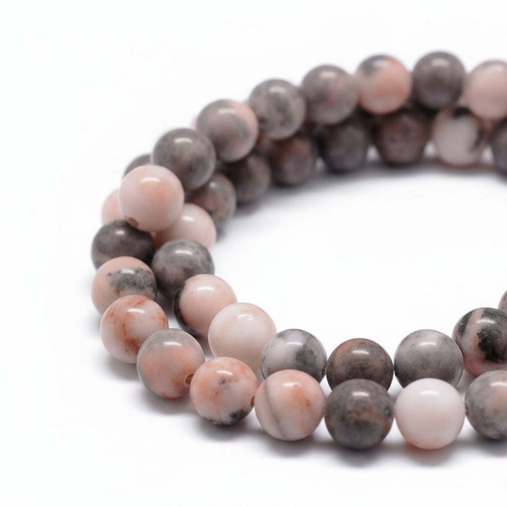 Strand of Pink Zebra Jasper Gemstone Beads - 8mm