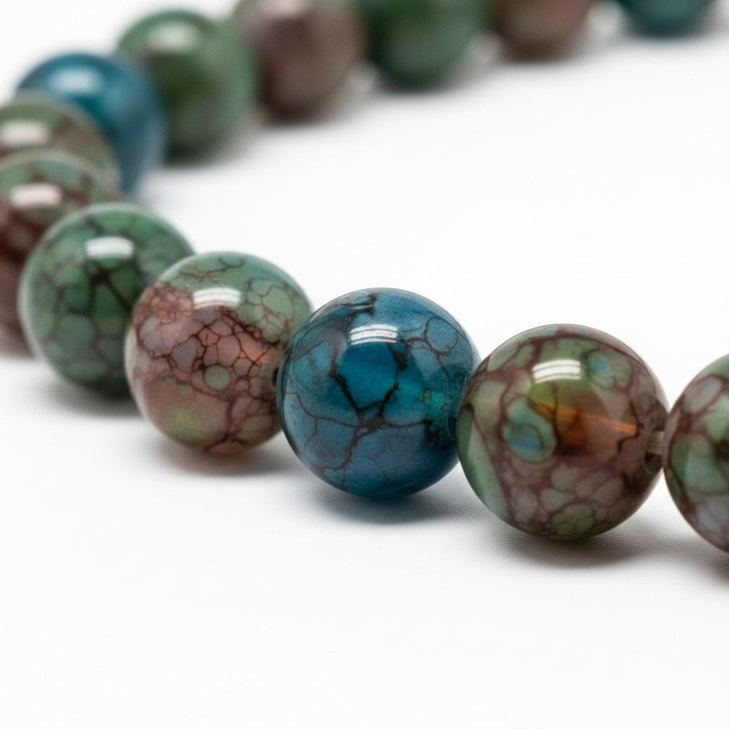 Strand of Mixed Colour Glass Beads - 8mm
