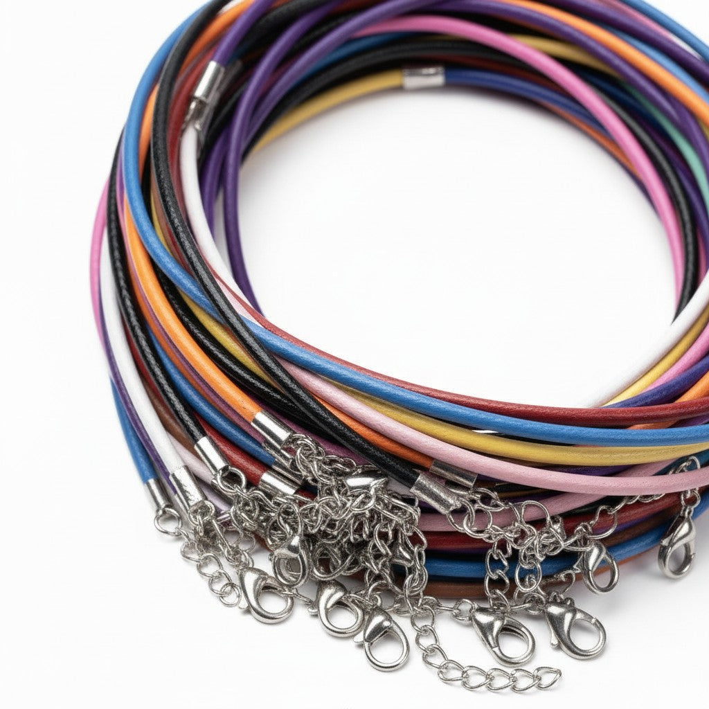 Waxed Cord 18" Necklace Cords Mixed Colours - Pack of 10