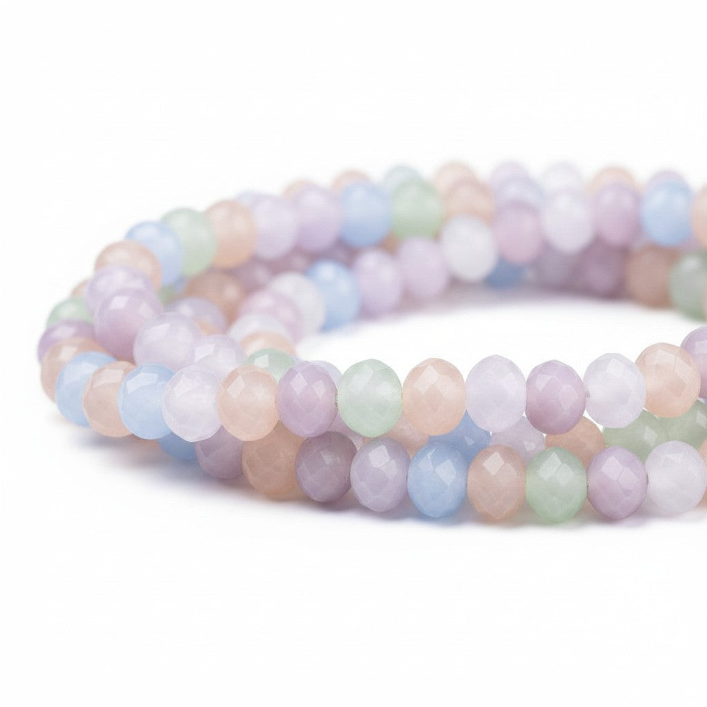 Strand of Opaque Faceted Glass Beads - 3mm